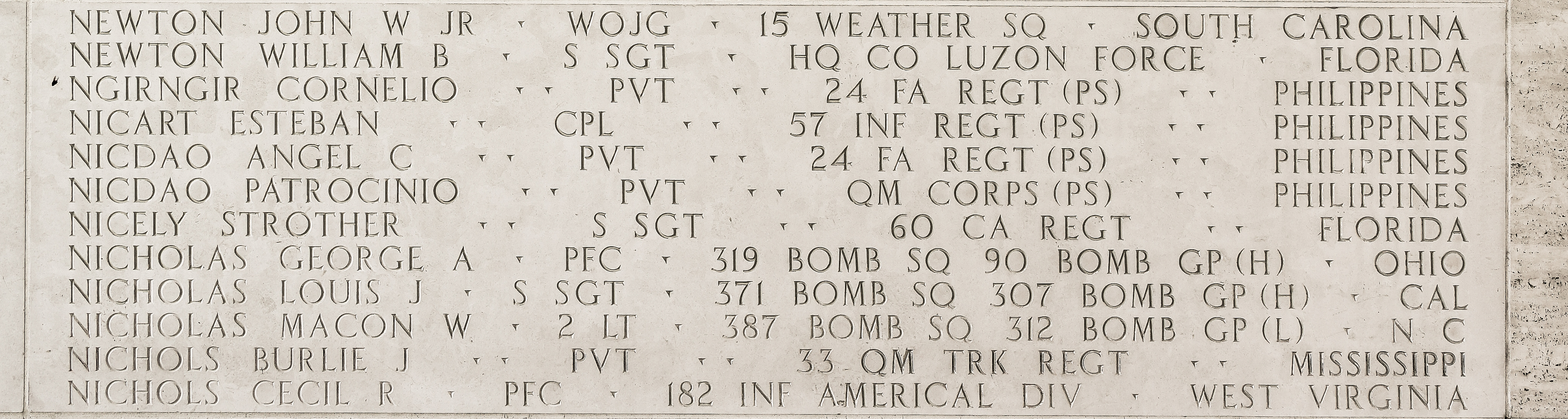 Louis J. Nicholas, Staff Sergeant